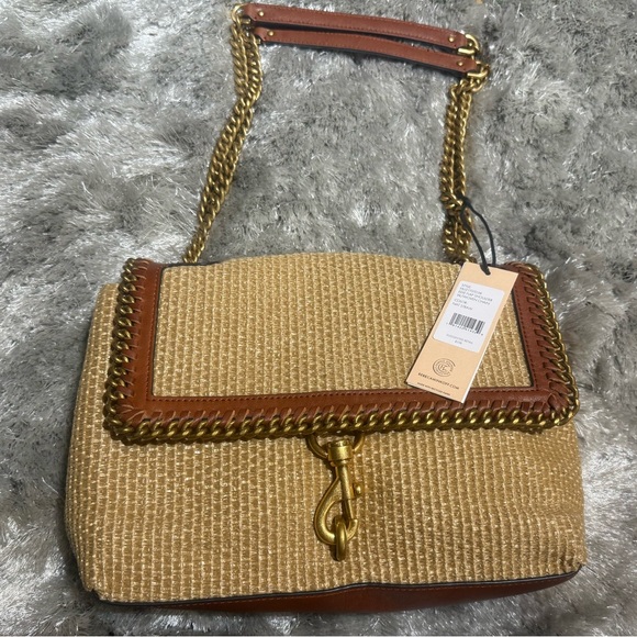 NWT Rebecca Minkoff Edie Straw Flap Shoulder Bag